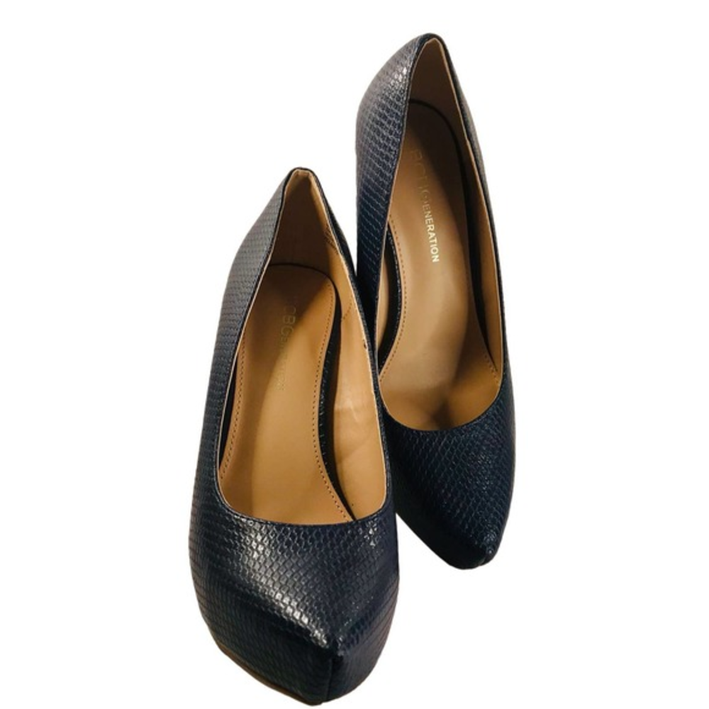 NW/OT Navy Lizard 4.5” Heel BCBGeneration Penni Lofty‎ Platform, Stiletto